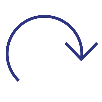 half circle with arrow pointing clockwise