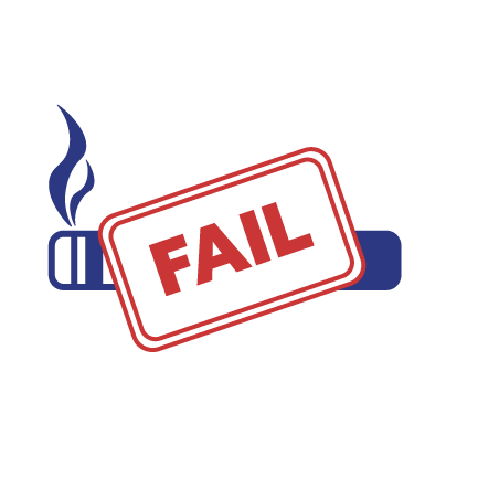 icon of a broken cigarette with a “Fail” sign over top