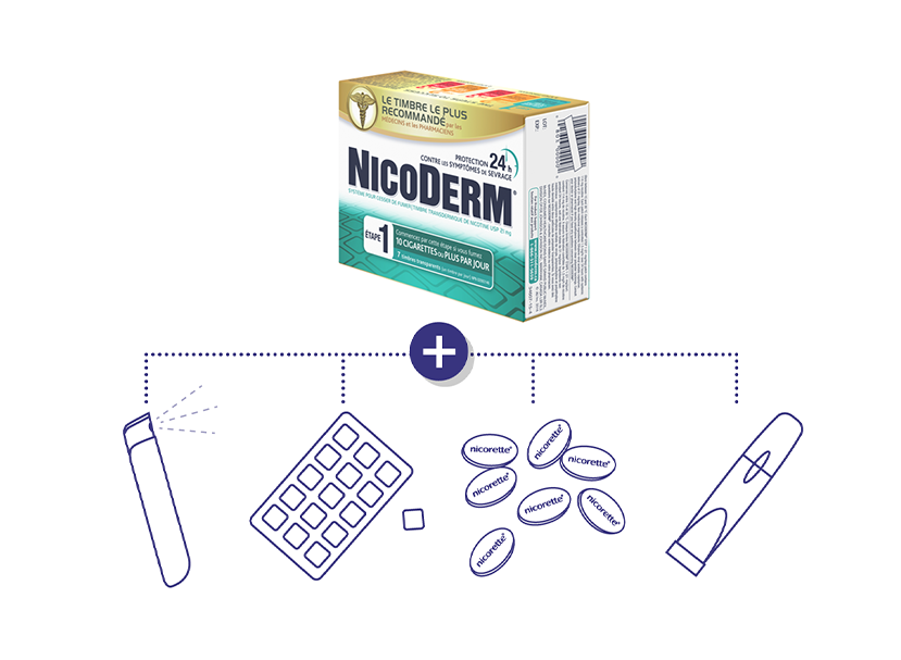 NICODERM + Inhalateur OR Gomme OR Pastille OR VAPOÉCLAIR<sup>®</sup>